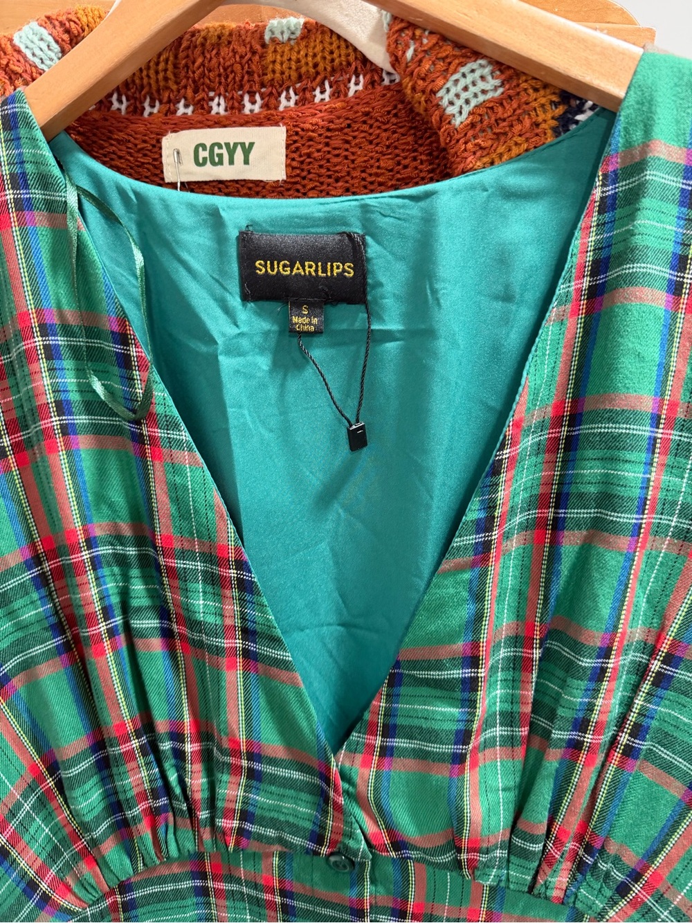 SUGARLIPS | Jace Plaid Shely Button Down Midi Dress Size Small - Picture 6 of 6